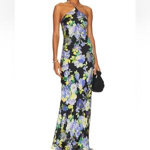 Line & Dot Bloom Halter Maxi Dress Floral